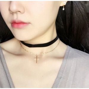 Multi layers Black Rope pedant choker